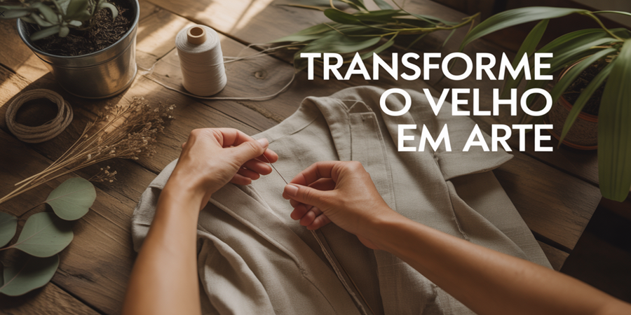 A moda sustentável começa em casa: transforme o que você já tem e reduza o impacto ambiental.