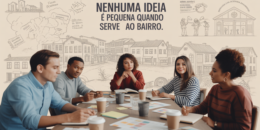 Da ideia à ação: a Oficina de Ideias do Bairro ajuda a transformar sonhos em negócios que fazem sentido para a comunidade. / Ideia