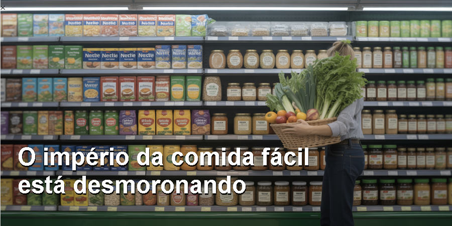 O império dos ultraprocessados em xeque: queda nas vendas e mudanças nos hábitos alimentares forçam gigantes como Nestlé e Kraft Heinz a reestruturar suas operações globais.