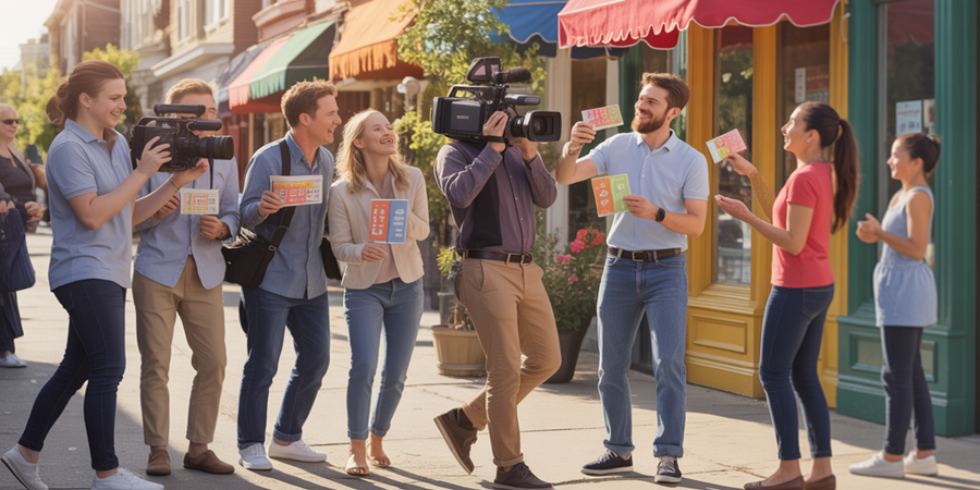 A equipe de TV do Bairro percorre a comunidade, registra acontecimentos locais e cria oportunidades de monetização para sua emissora de bairro, com autenticidade e proximidade.